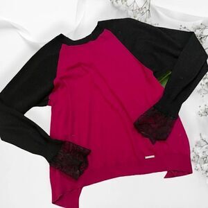 Custom Size Small Magenta + Black Michael Kors Split Back Sweater